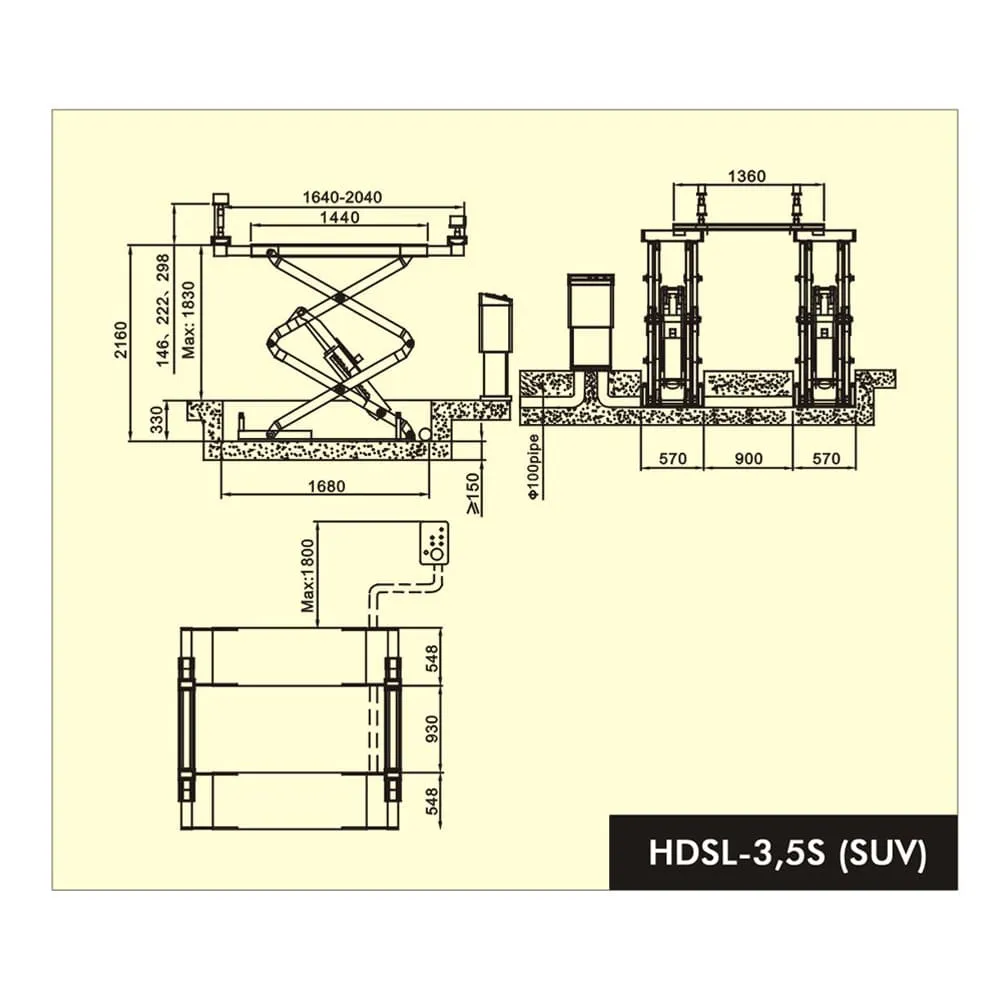 Ножничный подъёмник г/п 3.5 т Хорекс Авто HDSL-3.5S(SUV)