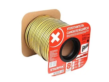 Уплотнитель "P" черный  9х5,5мм 100м (сдвоенный профиль 2х50м) STARFIX