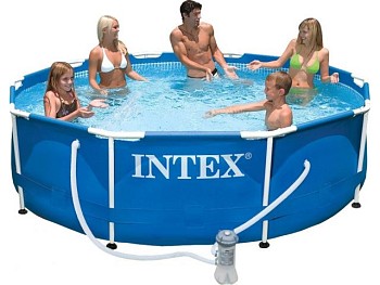 Каркасный бассейн Metal Frame, круглый, 305х76 см + фильтр-насос 220 В, INTEX