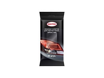 Салфетки влажные для очистки стекол, зеркал, фар SINTEC, 30 шт.