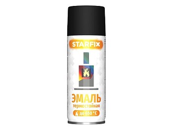 Краска-эмаль аэроз. термостойкая силиконовая черный STARFIX 520мл