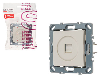 Розетка компьютерная 1xRJ45 (скрытая, механизм, Cat5e) бежевая, Steen, LEIDEN ELECTRIC