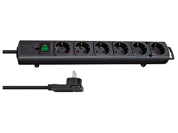 Удлинитель 2м (6 роз., 3.3кВт, с/з, выкл., ПВС) черный Brennenstuhl Comfort-Line