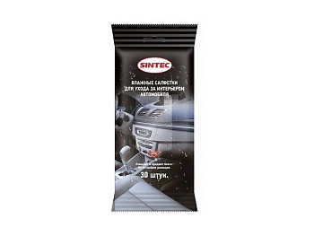 Салфетки влажные для ухода за интерьером SINTEC, 30 шт.