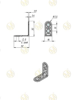 Кронштейн мебельный 32х32 мм, белый цинк (200 шт в коробе) STARFIX