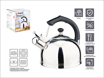 Чайник со свистком, нержавеющая сталь, 4.0 л, Classic Breakfast, PERFECTO LINEA