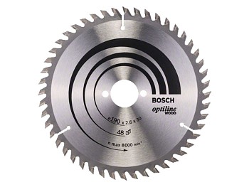 Диск пильный 190х30 мм 48 зуб. по дереву OPTILINE WOOD BOSCH
