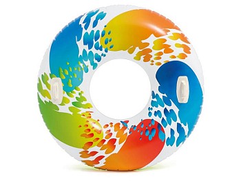 Надувной круг для плавания с ручками Rainbow Ombre, 122 см, INTEX