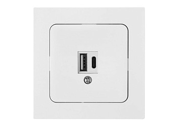Розетка с двумя USB-разъемами (скрытая) белая, Astrum BYLECTRICA