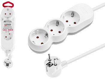 Удлинитель 1,5м (3 роз., 3,5кВт, с/з, ПВС 3х1,5) LEIDEN ELECTRIC