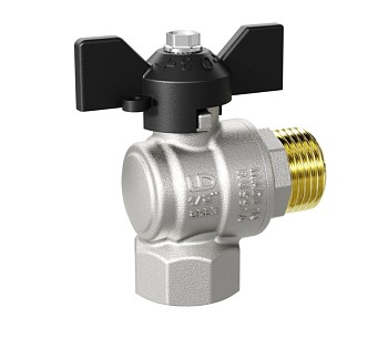 Кран шаровый угловой 1/2" нар.-вн. бабочка, LD