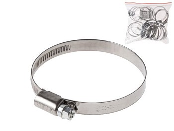 Хомут червячный 50-70 мм, нерж.сталь (W2) (25 шт в пакете) STARFIX