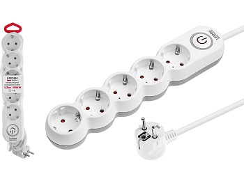 Удлинитель 1,5м (5 роз., 3,5кВт, с/з, выкл, ПВС 3х1,5) LEIDEN ELECTRIC