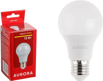 Лампа светодиодная A60 СТАНДАРТ 12Вт 230В E27 2700K AURORA